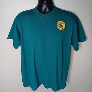 Vintage 90s Florida Patch XL T-shirt Single Stitch USA Teal FOTL Vacation Tee
